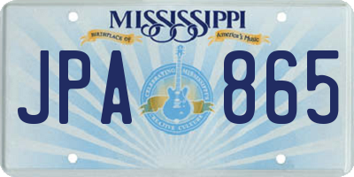 MS license plate JPA865