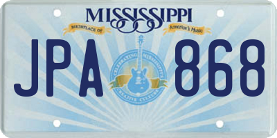 MS license plate JPA868