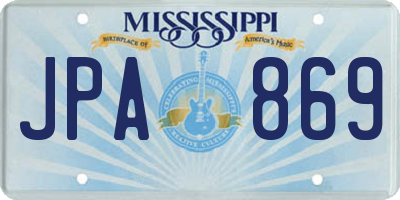 MS license plate JPA869
