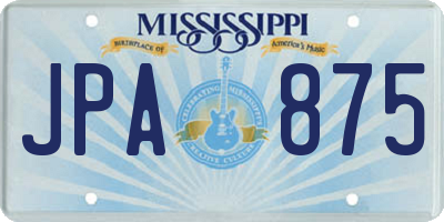 MS license plate JPA875