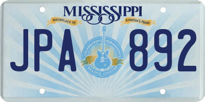 MS license plate JPA892