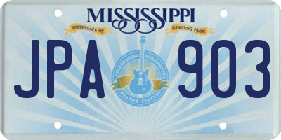 MS license plate JPA903