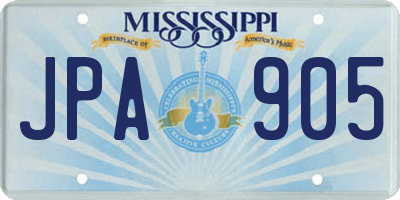 MS license plate JPA905
