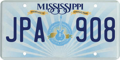 MS license plate JPA908