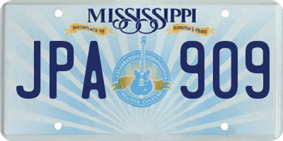 MS license plate JPA909