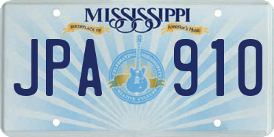 MS license plate JPA910