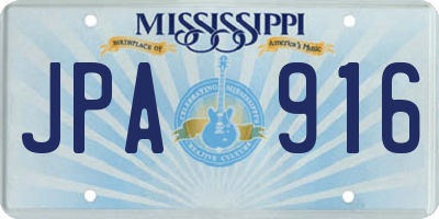 MS license plate JPA916