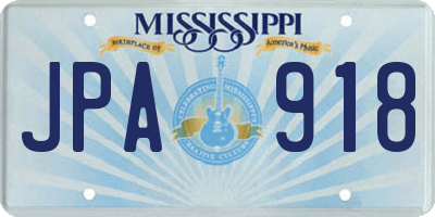 MS license plate JPA918