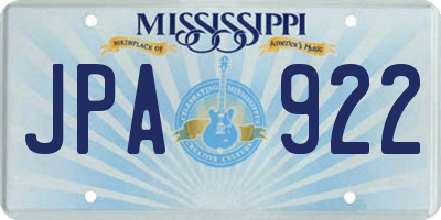 MS license plate JPA922