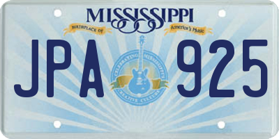 MS license plate JPA925