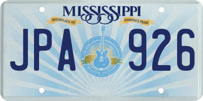 MS license plate JPA926