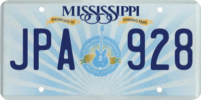 MS license plate JPA928