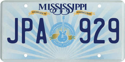 MS license plate JPA929