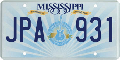 MS license plate JPA931