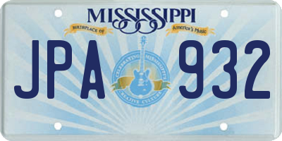 MS license plate JPA932