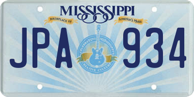MS license plate JPA934
