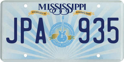 MS license plate JPA935