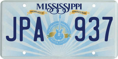 MS license plate JPA937