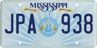 MS license plate JPA938