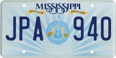 MS license plate JPA940