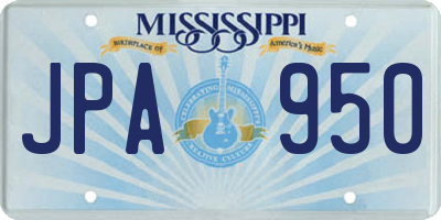 MS license plate JPA950