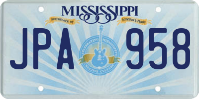 MS license plate JPA958