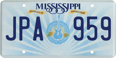 MS license plate JPA959