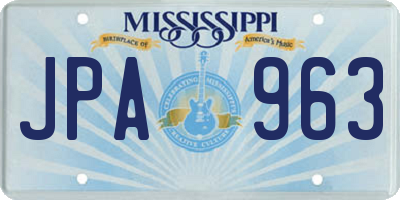 MS license plate JPA963