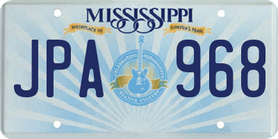 MS license plate JPA968