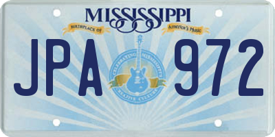 MS license plate JPA972