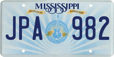 MS license plate JPA982