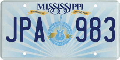 MS license plate JPA983