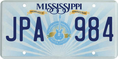 MS license plate JPA984