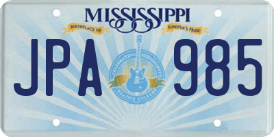MS license plate JPA985