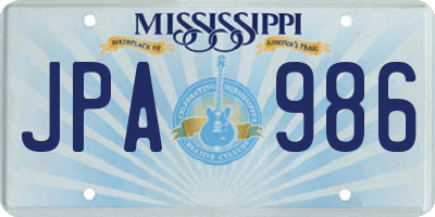 MS license plate JPA986