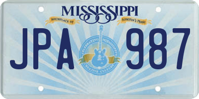 MS license plate JPA987