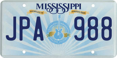 MS license plate JPA988