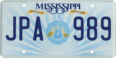 MS license plate JPA989