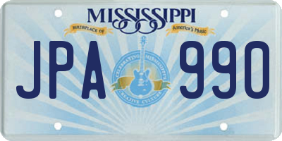 MS license plate JPA990