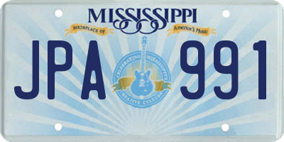 MS license plate JPA991