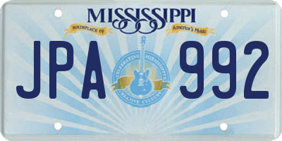 MS license plate JPA992