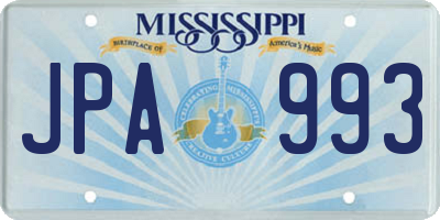 MS license plate JPA993