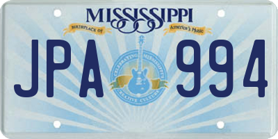MS license plate JPA994
