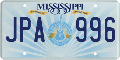 MS license plate JPA996