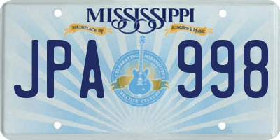 MS license plate JPA998