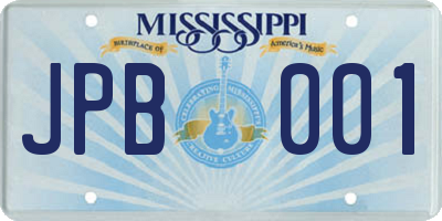 MS license plate JPB001