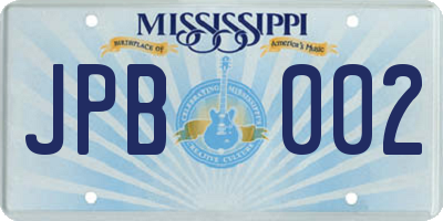 MS license plate JPB002