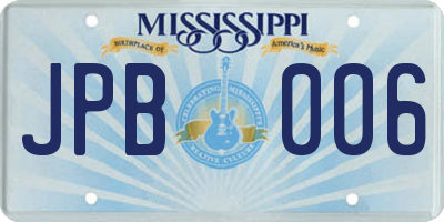 MS license plate JPB006