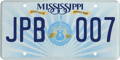 MS license plate JPB007