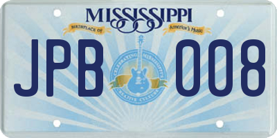 MS license plate JPB008
